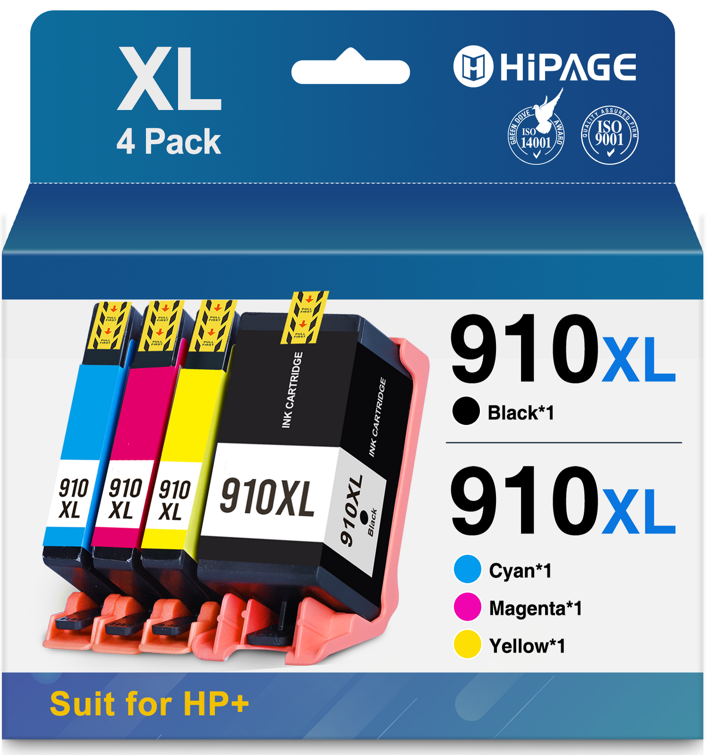 Printer Ink 910 for HP 910 Ink Cartridge for HP 910 (Black Cyan Magenta Yellow, 4 Pack)