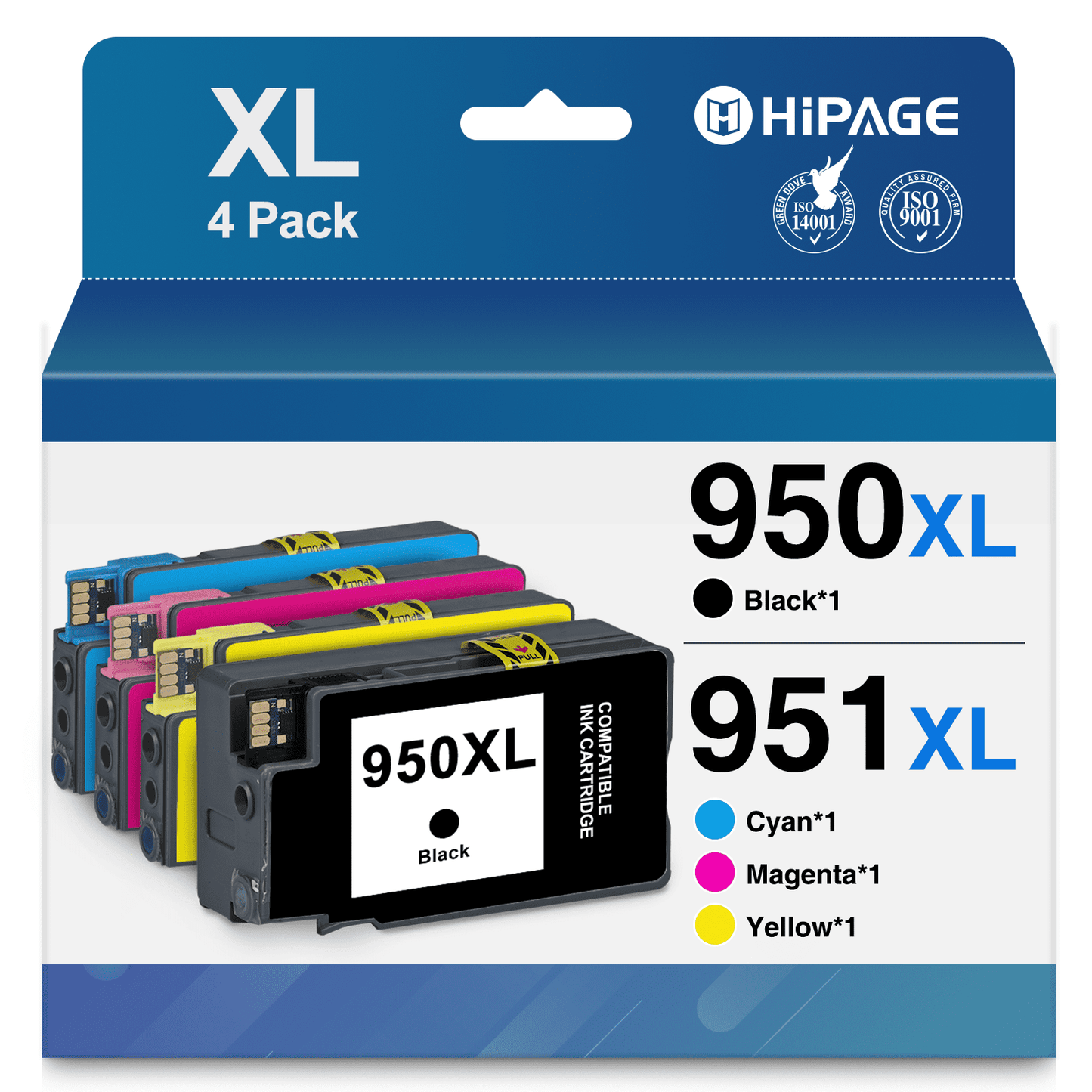 950 Ink Cartridges for HP 950 and 951 Ink Cartridges for HP 950 Ink for HP Officejet Pro 8100 8600 8610 8620 8630 8640 Printer (Black Yellow Magenta Cyan, 4 Pack)