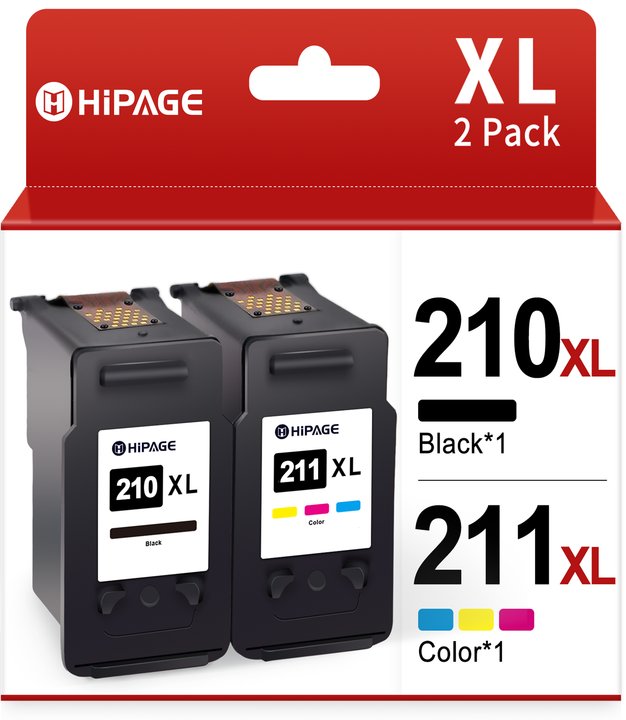 210XL Ink Cartridge for Canon 210 211 XL 210XL and 211XL PG-210XL CL-211XL Ink Cartridges for Pixma MP240 MX410 MP490 MP280 MP250 IP2700 IP2702 Printer(Black Tri-Color, 2-Pack)