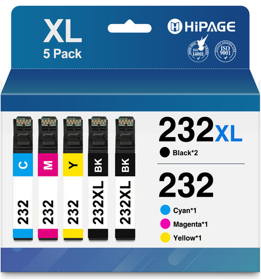 232XL Ink Cartridge for Epson 232XL Ink Cartridge for Epson 232 Ink for Epson WorkForce WF-2930 WF-2950 Expression XP-4200 XP-4205 Printer (Black Photo-Black Cyan Magenta Yellow)