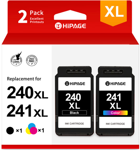 240XL Ink Cartridge for Canon 240 241 XL 240XL and 241XL PG-240XL CL-241XL Ink Cartridges for Pixma TS5120 MG3620 MG2120 MG3520 MX452 MX512 Printer(Black Tri-Color, 2-Pack)