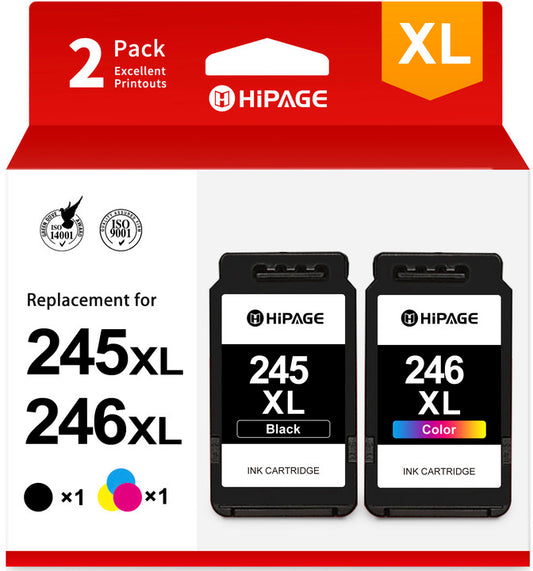 245XL Ink Cartridge for Canon Ink 245 and 246 243 244 Cannon 245 XL x 246XL Ink Cartridge for Canon PIXMA MG2522 MX490 TS3122 MG2520 MX492 TR4520 Printer (2-Pack, Black Tri-Color)