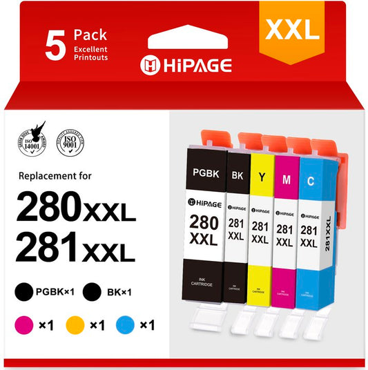 280XXL Ink Cartridge for Canon 280 Ink for PGI-280 Ink for Canon PIXMA TR8600 TR8500 TR7500 TS8100 TS8200 Printer (5 Pack)