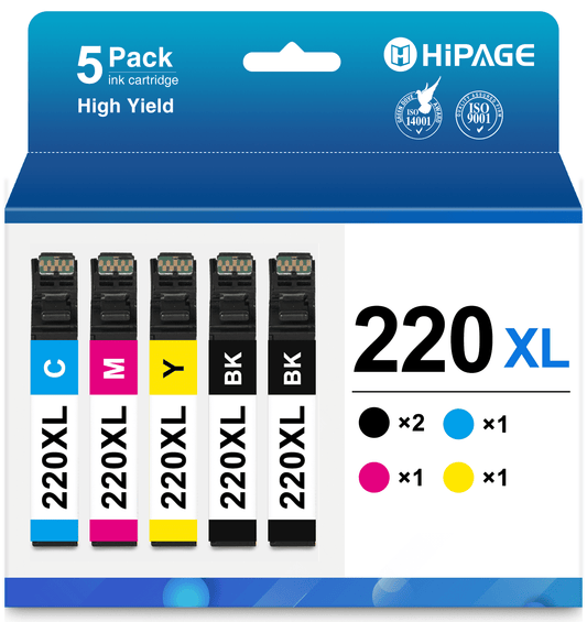 220XL Ink Cartridges for Epson 220 Ink for Epson Ink 220 for Epson WF-2750 WF-2650 XP-320 XP-420 Printer (Black Cyan Magenta Yellow)