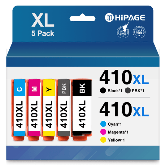 410XL Ink Cartridges for Epson 410 Ink Cartridges for Epson 410XL for Epson Expression XP-530 XP-630 XP-635 XP-640 XP-830 XP-7100 Printer (Black Photo-Black Cyan Magenta Yellow)