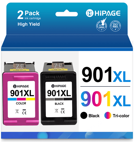901 Ink Compatible for HP 901 Ink Cartridges for 901 Ink Cartridges for HP OfficeJet J4680 J4580 4500 J4500 J4680c J4624 J4640 J4524 Printers (1 Black, 1 Tri-color)
