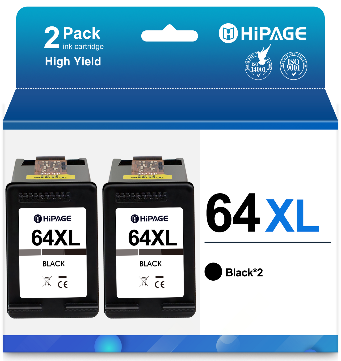 64xl Ink for HP 64 Ink Cartridges for 64 Ink for HP ENVY Photo 7855 7155 6255 6220 6230 7120 Printer (Black, 2 Pack)