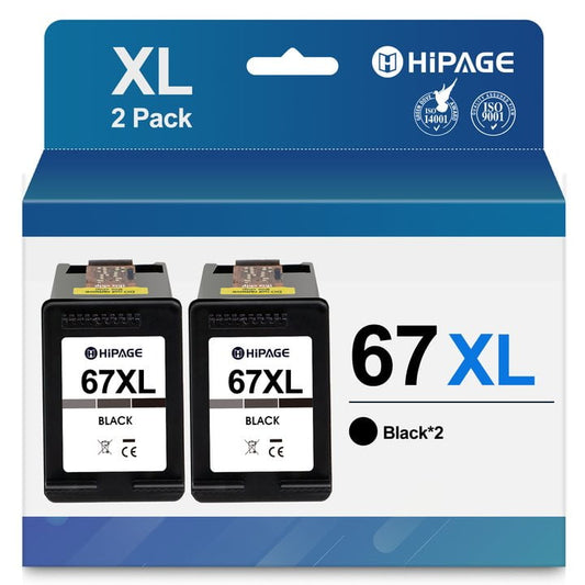 67XL Ink Cartridge for HP 67 Ink for HP 67 Ink Black Cartridge for HP DeskJet 2700 2700e 2755 2755e Envy 6000 6055 6055e Printer (Black, 2 Pack)