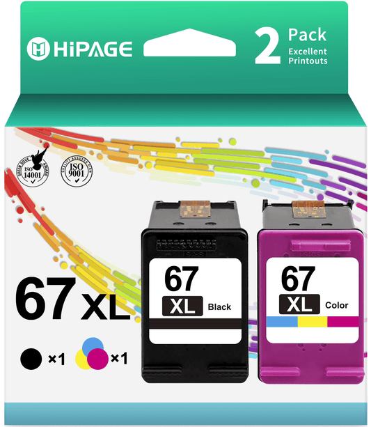 67XL Ink Cartridge for HP 67XL for 67XL Ink for HP Deskjet 2700 2755 2752 4155 4152 2722 Envy 6055 6000 6400 6052 6455 Printer (1 Black, 1 Tri-color)