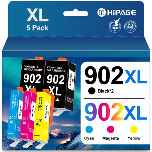 902XL Ink Cartridge for 902 XL HP Ink Cartridges Printer Ink 902 902XL Combo Pack for Officejet Pro 6978 6962 6958 6970 6960 Printer ( Black Cyan Magenta Yellow 5 Pack)