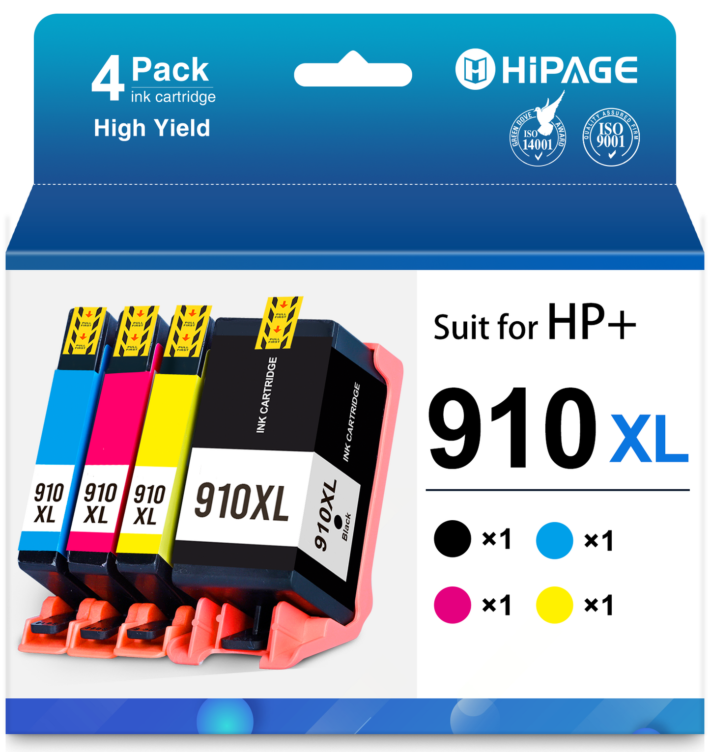 910 Ink Compatible for HP 910 Ink Cartridge for 910 HP Ink (Black Cyan Magenta Yellow, 4 Pack)