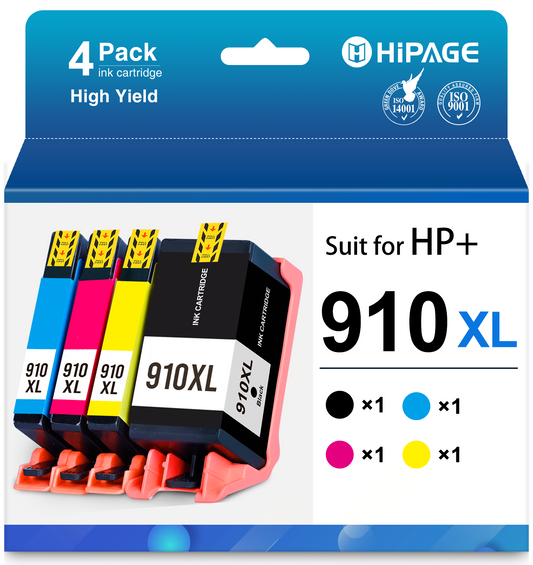 910 Ink Compatible for HP 910 Ink Cartridge for 910 HP Ink (Black Cyan Magenta Yellow, 4 Pack)