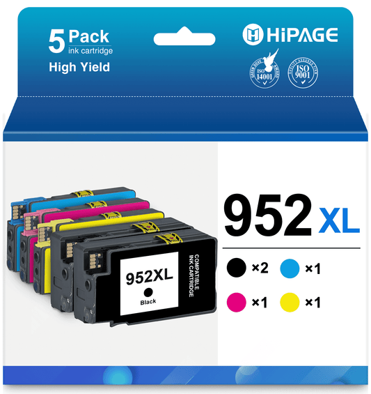 952 XL Ink Cartridges for HP 952XL Ink Cartridges for HP 952 Ink Cartridges for HP Officejet Pro 8710 8745 Printer (2Black Cyan Magenta Yellow, 5 Pack)